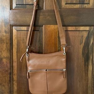 Longchamp Tan pebble leather crossbody bag